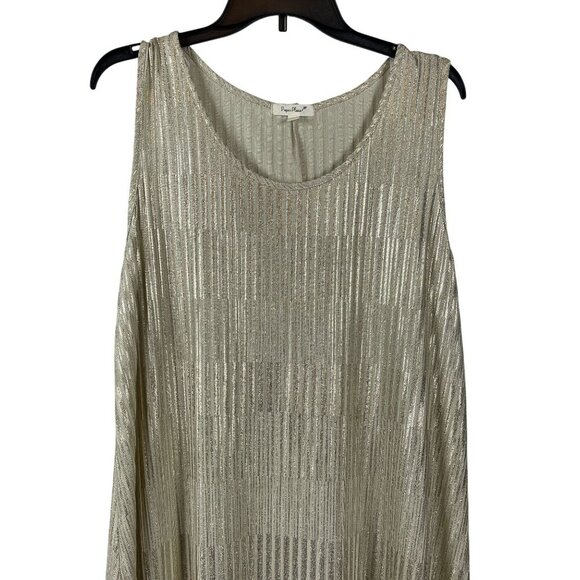 Paper Plane Women Metallic Gold Scoop Sleeveless Dress Size 1X - Picture 5 of 7